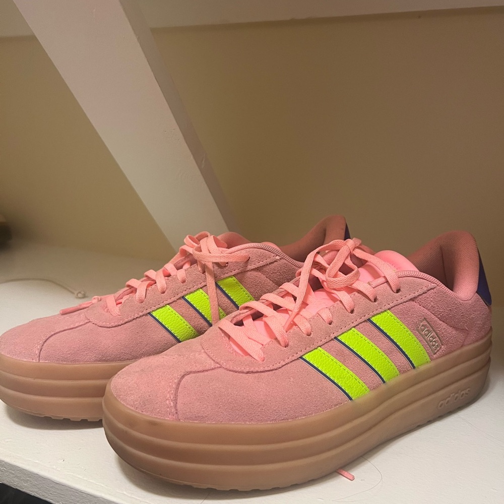 Adidas Pink and Green Sneakers Retro Style